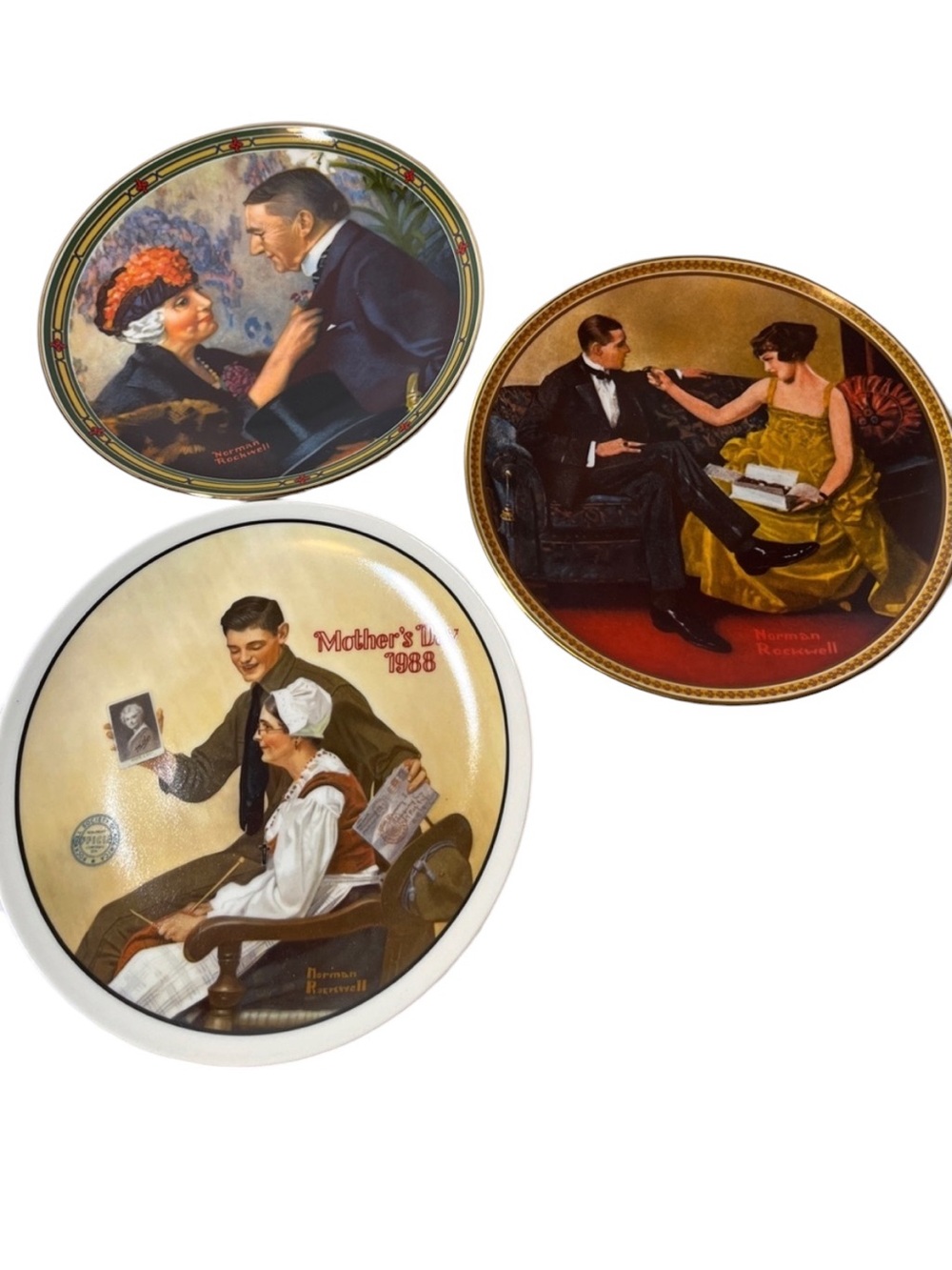 NORMAN ROCKWELL 
Set of 3 Decorative Vintage Collector Plates box & certificates